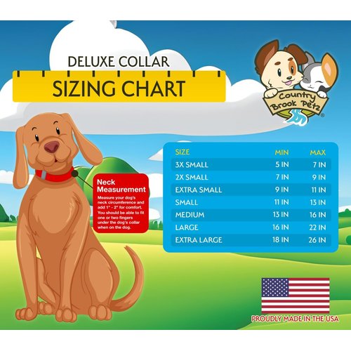 Country Brook Petz - Deluxe Wonderful Blue Flowers Ribbon Dog Collar (5/8 Inch, Medium)