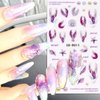 5D Blue Mermaid Relief Nail Stickers Back Glue Embossed Mermaid Tail Nail Art Stickers Self Adhesive Shellfish Jellyfish Dreamy Ocean Animal World Design Nail Decals Accessories for Women’s 3pcs