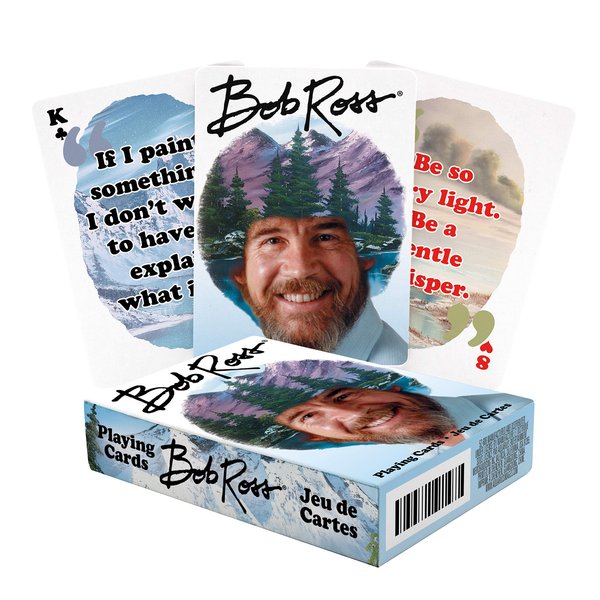 AQUARIUS Bob Ross Playing Cards - Bob Ross Quotes Deck of Cards for Your Favorite Card Games - Officially Licensed Bob Ross Merchandise & Collectibles - Poker Size with Linen Finish