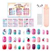 Modelones 144Pcs 6 Pack Press on Nails for Kids Children Acrylic Fake Nails Pre-glue Full Cover Glitter Gradient Color Mermaid Beach Short False Nail Art Kits Sets Gifts for Kids Girls