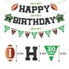 Glitter Football Birthday Decorations Banner NO DIY Football Theme Black Happy Bady Bunting Sign Party with Football Birthday Decorations for Football Themed Game Sport Birthday Party Supplies