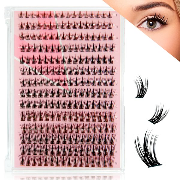 One V Salon, DIY Lash Clusters, 224 Pc Glam Wisp - C Curl 9-16mm