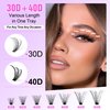 Pawotence Lash Extension Kit DIY 280pcs Lash Clusters Eyelash Extension Kit, 9-16mm Mix 30D 40D Curl Individual Lashes Kit with Lash Bond and Seal Lash Tweezers for Self Use(30D&40D-0.07D-9-16MIX KIT)