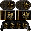 41 PCS 21st Birthday Decorations for Women Men Black and Gold Cheers to 21 Years Set Included Plates Napkins Tablecloth for Her Him 21 Years Old Birthday Party Supplies