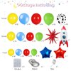 162Pcs Toy Inspired Story Balloon Garland Arch Kit Red Blue Yellow Green Balloon Cow Boy Star Rocket Exploding Star Balloons for Kids Toy Inspired Story Theme Birthday Party Decorations