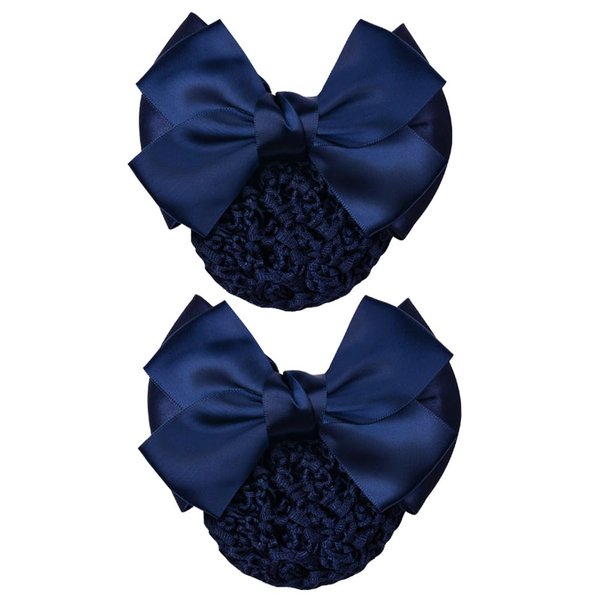 AKOAK 2 Pcs Blue Bowknot Decor Snood Net Barrette Hair Clip Bun Cover