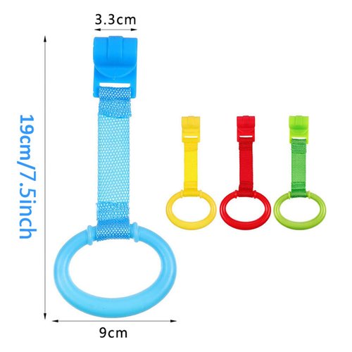 4pcs Walk Assistant Plastic Baby Crib Pull Rings for Baby Baby Pull Up Rings Cot Hanging Rings for Infant Baby Toddler Practice Tool (4 Colors)