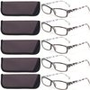 Kerecsen 5 Pairs Fashion Ladies Reading Glasses Spring Hinge Pattern Design Readers, 5 Pack Gray, Medium