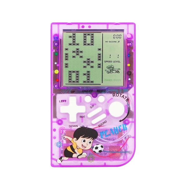 CZT Transparent Block Game Machine 23 Built-in Games Retro Children's Game Console Student Game Device Puzzle Handheld Console Electronic Brick Games Compact Portable Christmas Girl Gifts (Purple)