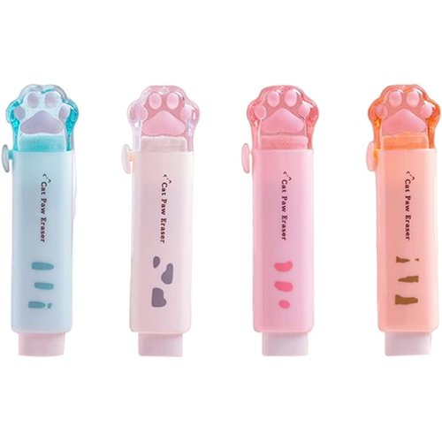 1Pc Random Color Eraser Traceless Useful Push-Pull Cat Paw Rubbing Eraser Use Safety Convenient to Carry Office Products