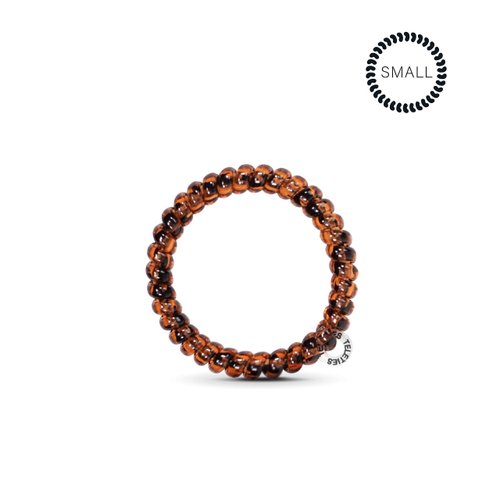 TELETIES - Spiral Hair Coils - Ponytail Holder Hair Ties for Women - Phone Cord Hair Ties - Strong Grip, No Rip, Water Resistant, No Crease Hair Tie Coils - 3 pack (Small, Tortoise)