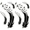Oottati 2 Sheets Small Cute Temporary Tattoo Stickers Black Feather Birds