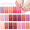 JERCLITY 440 Pieces 20 Sheets Toe Nail Stickers Full Nail Wraps Pink Red Solid Color Toenail Polish Strips for Women Girls Kids Self-Adhesive Toe Stickers Polish Gel Toenails Stickers with Nail File