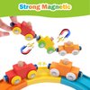 Train Set for Toddlers 18 Months+ Animal Wooden Train Set Toys for Toddler, Montessori Toys for 2 Year Old, Magnetic Train Toys with Wooden Train Track fits Brio, Railway Set