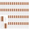Jinei 150 Pcs Clear Empty Lip Balm Bottles 1.2ml Mini Lip Gloss Tubes, Refillable Lipstick Containers Transparent Plastic Clear Lipstick Tubes for Girl Women DIY Makeup Lip Sample Travel (Rose Gold)
