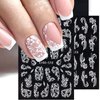 White Flower Nail Art Stickers Decals 5D Hollow Nail Stickers White Lace Rose Wedding Pattern Nail Art Supplies Self-Adhesive Luxurious Nail Art Decoration Acrylic Engraved Flower Nail Decal for Women Nail Accessories 4 Sheet