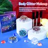 Laza Independence Day Body Glitter, 2 Jars Red Blue White Chunky Sequins with Glue Women Eyeshadow 4th of July Face Paint Festival Rave Outfit Hair Accessories Party Costumes – Independence Parade