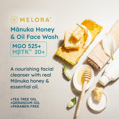 MELORA Manuka Honey Face Wash (5 Oz), Daily Skin Care Facial Cleanser & Makeup Remover with Manuka Honey & Oil for Dry or Sensitive Skin - Anti-Aging Face Wash for Women & Men