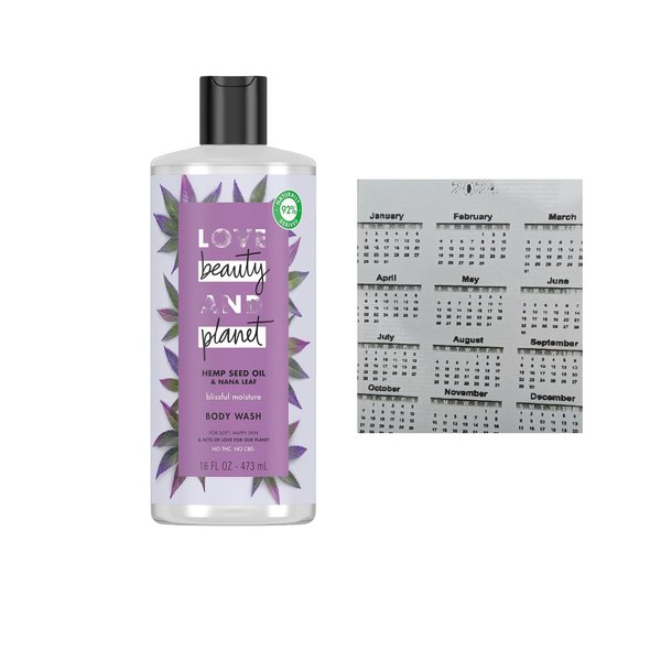 Body Wash Oil & Nana Leaf, Soothe & Nourish16 Oz + Exclusive Calender Sticker (2 Bundle Items)