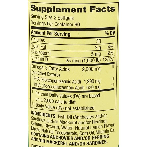 Spring Valley Omega 3 Fish Oil Maximum Care 2000mg Lemon 120 Softgels