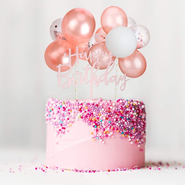 Outus Latex Confetti Balloon Cloud Cake Topper Acrylic Happy Birthday Cake Topper Mini Balloon Garland Cake Decorations for Birthday Party Cake Supplies