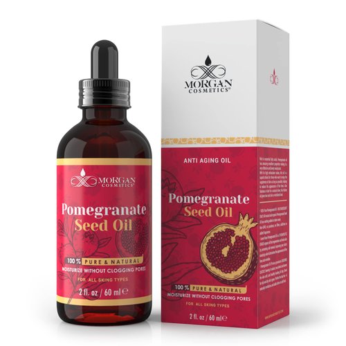 Morgan Cosmetics 100% Pure Organic Pomegranate Seed Oil - Pomegranate Oil for Skin – Unrefined and Cold Pressed Skin Oil - Leven Rose Oil Heals Skin, Diminishes Fine Lines and Wrinkles (2 FL. Oz)