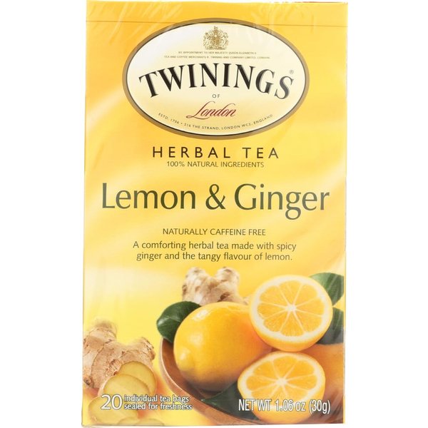 Twinings Revive Herbal Tea, Lemon and Chinese Ginger,20 Teabag Boxes, 6 Pack