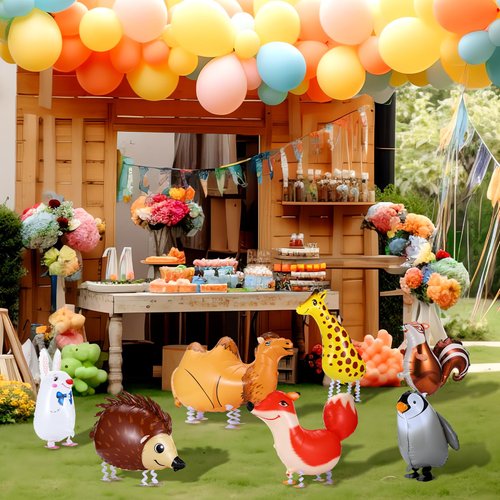 9 Pack Zoo Animal Balloons 25" Walking Animal Balloons Animal Theme Party Decorations, Baby Shower Birthday Party Supplies