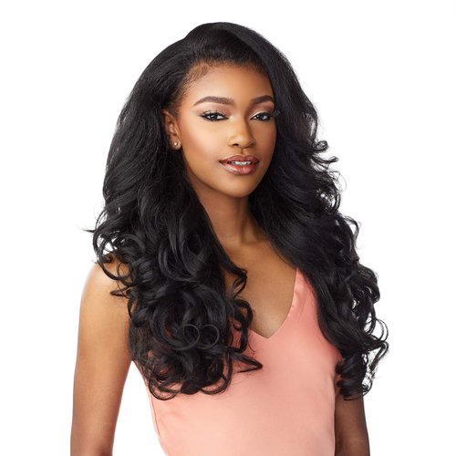 Sensationnel Instant Weave Half Wig - 3 Synthetic Blendwig Adjustable Drawstring for Seamless Hair Blending (4 MEDBROWN)