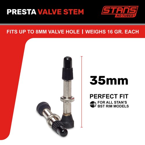 Stans-No Tubes 35mm Presta Universal Valve Stem (Carded Pair for Mountain)