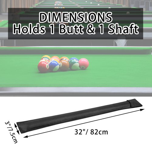 Unoutur Pool Cue Case, Pool Stick Case for 1/2 Billiard Cue Stick Case, 32 Inches Long Snooker Storage Carrying Bag, Black