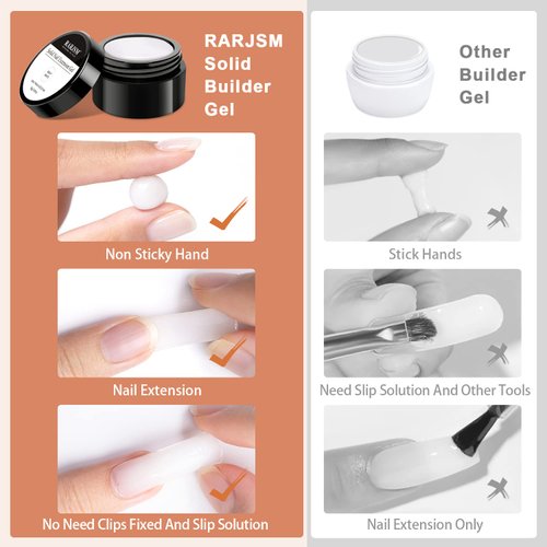 RARJSM Solid Builder Nail Gel for Nail Extension,Milky White Solid Building Extension Nail Gel,Extension Gel Non-sticky Hand for Nail Art Manicure,3D Sculpture Gel Nail Art Design Home Salon 15g
