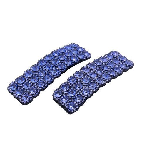 2PCS Rhinestones Snap Hair Clips for Women Girls Rectangular Hairpins Korean Barrettes Hair Accessories Blue