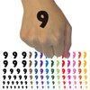 Number 9 Nine Fun Bold Font Temporary Tattoo Water Resistant Fake Body Art Set Collection - Hot Pink (One Sheet)