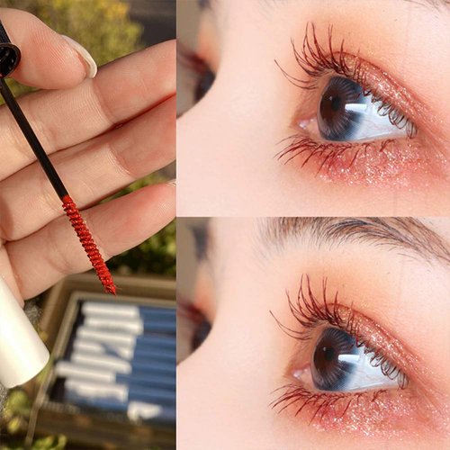 GL-Turelifes 12 Color Mascara Colorful Fiber Mascara Charming Longlasting Mascara, Thick & Long Eyelash Waterproof and Smudge-proof Eyes Makeup (Red coral)