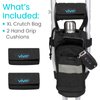 Vive Crutch Accessories Bag and Hand Grip Cushions, Water-Resistant Premium Pouch for Crutches, with Drink Holder Phone Holder, 3 Pockets, Lightweight
