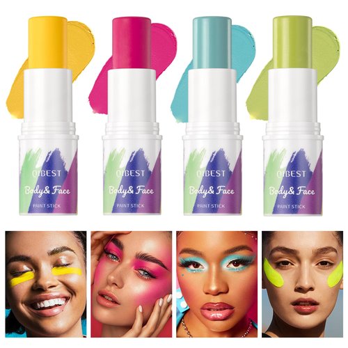 Jolilab Vibrant Body & Face Paint Stick, Smooth Texture for Easy Application Blendable Sticks,Holiday Cosplay Costume Party Makeup - 0.25 Oz (7)