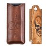 Menesia Men's Pocket Comb,Folding Wooden Beard Comb with Leather Travel Case,Green Sandalwood Hair Combs Set for Men(Skeleton)