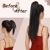 20" Human Hair Ponytail Extensions 95g #1B Natural Black 100% Remy Human Hair Wrap Around Long Ponytail Clip in Hair Extensions Straight One Piece Hairpiece (20", Natural Black)
