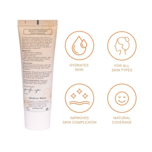 pūrlisse Perfect Glow BB Cream SPF 30: Clean & Cruelty-Free, Medium Flawless Coverage, Hydrates with Jasmine | Medium Warm 1.4oz