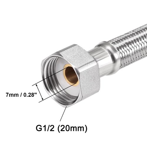 uxcell Faucet Supply Line Connector G1/2 Female x G1/2 Male 8 Inch Length 304 Stainless Steel Hose