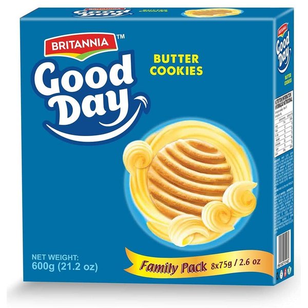 BRITANNIA Good Day Butter Cookies Family Pack 21.2oz (600g) - Breakfast & Tea Time Snacks - Delicious Grocery Cookies (Pack of 1)