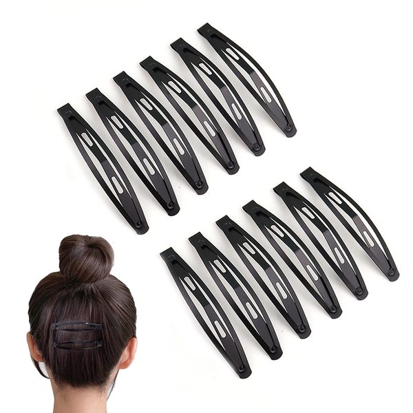 30 Pcs Black Snap Hair Clips Metal Hair Clips for Women Long No-slip Hair Clips Barrettes for Women and Girls Small Hair Clips for Women Makeup Styling (2.16 Inch)