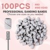 Makartt Sanding Bands for Nail Drill, 100 Pcs Nail File Sanding Bands for Drill Bits #180 Medium Grits for Acrylic Nails Gel Removing and Shaping, Upgrade Thicker Durable Sanding Drill Bit, White