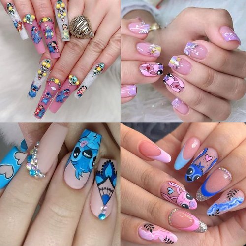4 Sheets Cute Cartoon Nail Art Stickers Decals 3D Self Adhesive Designer Nail Stickers Kawaii Design Cute Nail Art Supplies Cute Nail Decals for Women Girls Nail Decorations DIY Manicure
