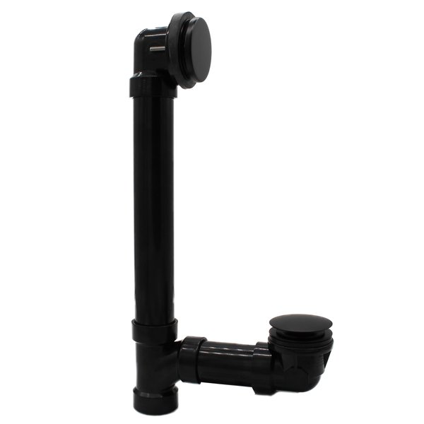 Westbrass 493144H-62 12" & 4" Bath Waste & Overflow Assembly with Tip-Toe Drain Plug and Illusionary Faceplate-SCH. 40 ABS Pipe, 1-Pack, Matte Black
