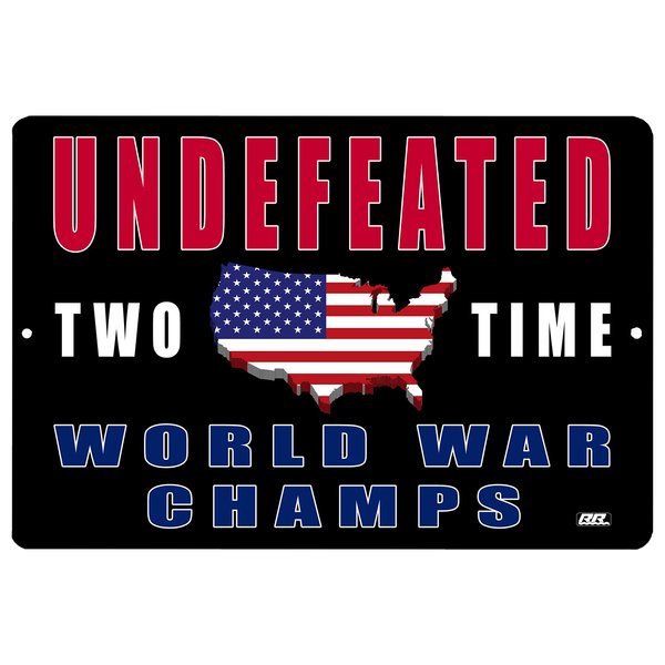 Rogue River Tactical Undefeated Back To Back World War Champs Patriotic Metal Tin Sign Wall Decor Man Cave Bar USA Flag