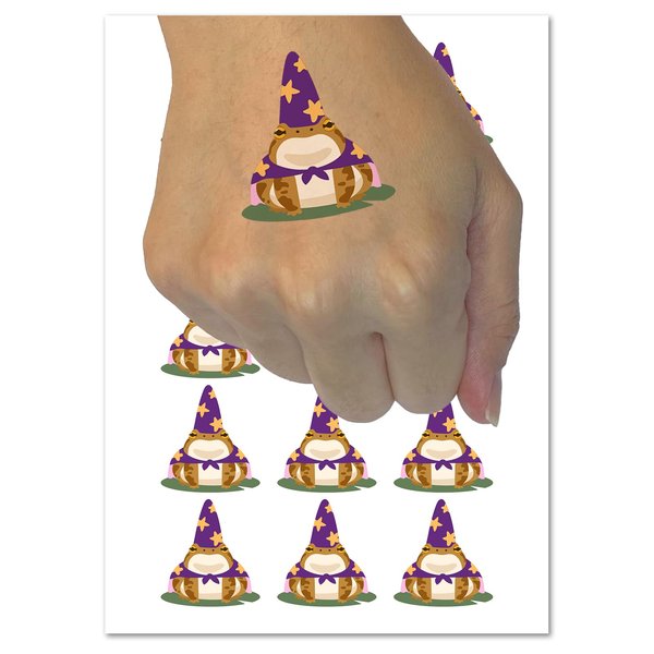 Wizard Frog Toad on Lilypad Temporary Tattoo Water Resistant Fake Body Art Set Collection - 54 1" Tattoos (1 Sheet)