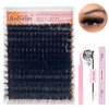 Fluffy Lash Clusters Kit 10-20mm Thick 200D Cluster Eyelash Extensions 224 Pcs D Curl Mega Volume Eyelash Clusters False Eyelashes with Lash Bond and Seal Lash Tweezers DIY at Home, by Anforlin