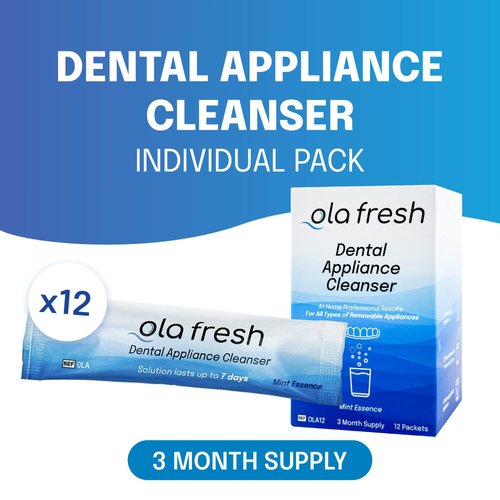 Ola Fresh Dental Appliance Cleaner - Retainer Cleaner, Denture Cleaner, and Dental Night Guard Cleaner for Professional Strength Concentrated Cleaning, Mint Flavor (~3 Month Supply)